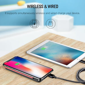 Planet Gates Russian Federation / grey ROCK Wireless Charging External Battery PowerBank  8000mah LCD Wireless Charger Power Bank For iPhone X Xr  Xs Max
