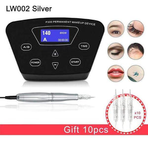 Planet Gates Russian Federation / Kit LW 002 Silver Biomaser Professional Tattoo Machine Rotary Pen For Permanent Makeup Eyebrow Lip Microblading DIY Machine Kit With Tattoo Needle