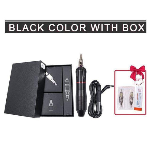 Planet Gates Russian Federation / Tattoo pen black Professional Tattoo Machine Kit Tattoo Power Supply Rotary Pen With Cartridges Needles For Permanent Makeup Eyebrow Microblading