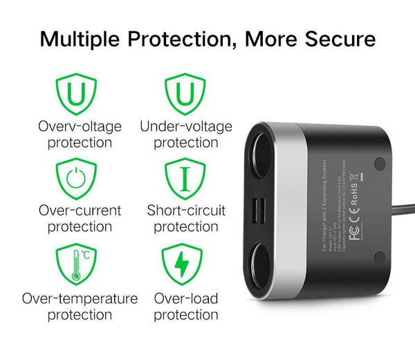 Planet Gates Russian Federation / universal Ugreen Dual USB Car Charger Support Car Recorder Universal Mobile Phone Car-Charger with Expander charger for iPhone 6S Samsung