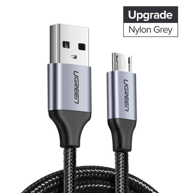 Planet Gates China / Upgrade Grey / 25cm Ugreen Micro USB Cable 2.4A Fast Charging Data Cable for Xiaomi Redmi Note Huawei HTC Mobile Phone Charger Cable Micro USB Cord