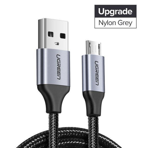 Planet Gates China / Upgrade Grey / 25cm Ugreen Micro USB Cable 2.4A Fast Charging Data Cable for Xiaomi Redmi Note Huawei HTC Mobile Phone Charger Cable Micro USB Cord