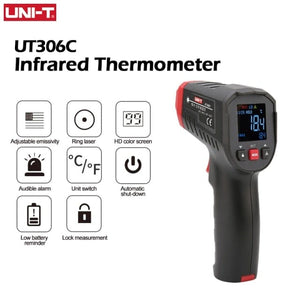 Planet Gates Russian Federation / UT306C UNI-T Digital Thermometer UT306S UT306C Non-contact industrial Infrared Laser Temperature Meter Temperature Gun Tester-50-500