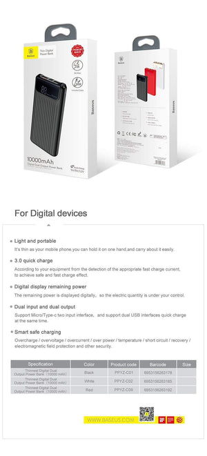 Planet Gates Russian Federation / White Baseus 10000mAh LCD Quick Charge 3.0 Dual USB Power Bank For iPhone X 8 7 6 Samsung S9 S8 Xiaomi Powerbank Battery Charger QC3.0
