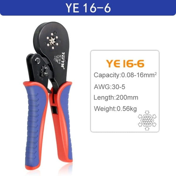 Planet Gates Russian Federation / YE 16-6 Tubular Terminal Crimping Pliers HSC8 6-4/6-6/16-6（max 0.08-16mm²）wire mini Ferrule crimper tools YEFYM Household electrical kit