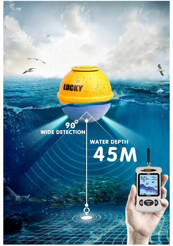 Planet Gates Russian Menu Wireless Sonar Portable Fish Finder Sensor Echo Sounder Alarm River Lake Sea Bed Live 135ft/45M