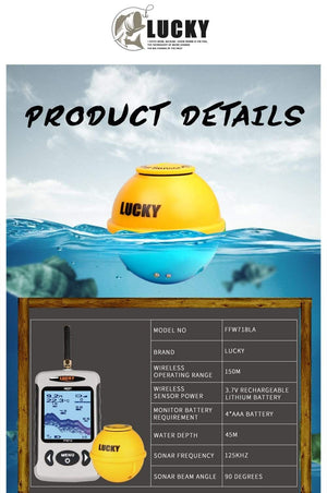 Planet Gates Russian Menu Wireless Sonar Portable Fish Finder Sensor Echo Sounder Alarm River Lake Sea Bed Live 135ft/45M