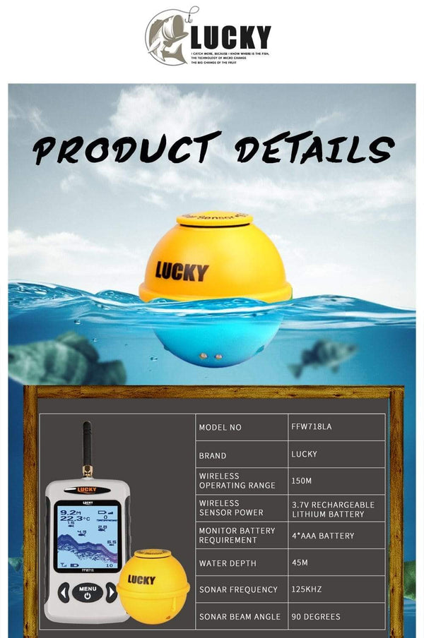 Planet Gates Russian Menu Wireless Sonar Portable Fish Finder Sensor Echo Sounder Alarm River Lake Sea Bed Live 135ft/45M