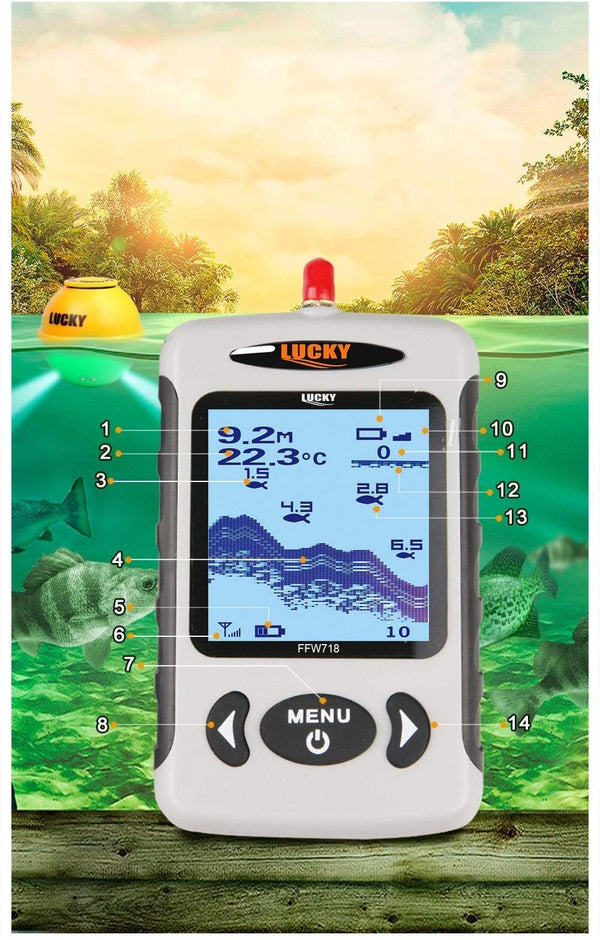 Planet Gates Russian Menu Wireless Sonar Portable Fish Finder Sensor Echo Sounder Alarm River Lake Sea Bed Live 135ft/45M