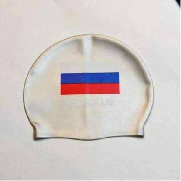 Planet Gates Russian Silver / One Size Flag Swimming Cap Silicone Waterproof UK AU CN Swim Caps Men & Women Swimming Hat Fit Head 50-60cm