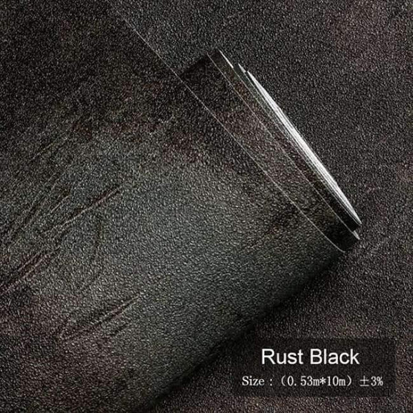 Planet Gates Rust Black / 5.3㎡ Retro Plain Grey Cement PVC Vinyl Wallpaper For Walls Living Room Bar Cafe Restaurant Clothing Shop Background Wallpaper Roll