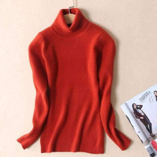 Planet Gates Rusty red / S Quality Women Sweater New Turtleneck Pullover Winter Tops Solid Cashmere Sweater Autumn Female Sweater Hot Sale