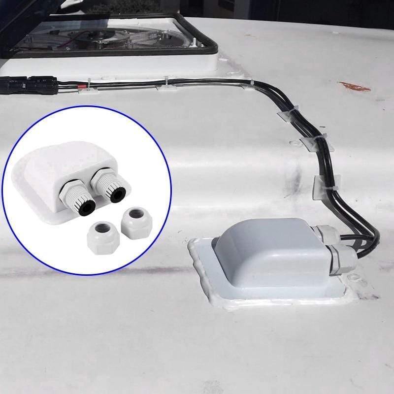 Planet Gates RV Roof Wire Entry Gland Box White Double Hole Roof Wire Entry Gland Box for Motor-home Caravan Boat Yacht