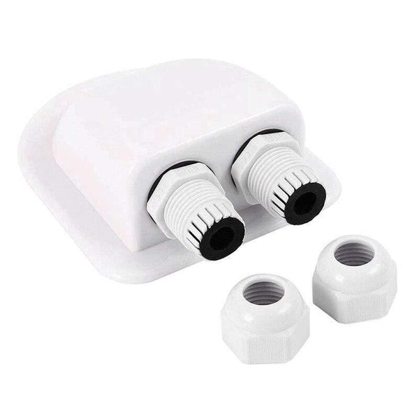 Planet Gates RV Roof Wire Entry Gland Box White Double Hole Roof Wire Entry Gland Box for Motor-home Caravan Boat Yacht