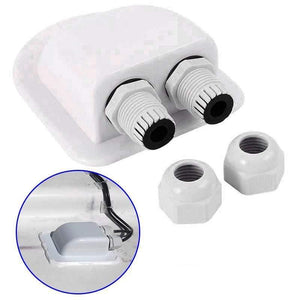 Planet Gates RV Roof Wire Entry Gland Box White Double Hole Roof Wire Entry Gland Box for Motor-home Caravan Boat Yacht