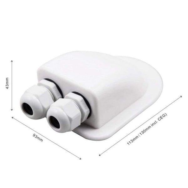 Planet Gates RV Roof Wire Entry Gland Box White Double Hole Roof Wire Entry Gland Box for Motor-home Caravan Boat Yacht