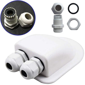 Planet Gates RV Roof Wire Entry Gland Box White Double Hole Roof Wire Entry Gland Box for Motor-home Caravan Boat Yacht