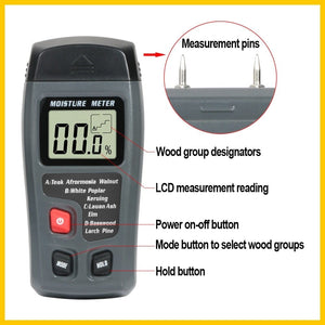 Planet Gates RZ Wood Moisture Meter Hygrometer Timber Damp Detector Tree Density Digital Wood Humidity Tester