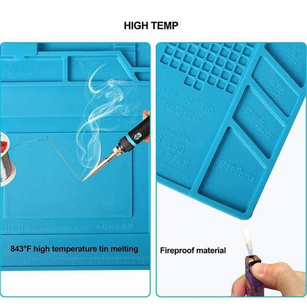 Planet Gates S-130  250mmX350mm Silicone Pad Desk Platform 45x30cm for Soldering Station Iron Phone PC Computer Repair Mat Magnetic Heat Insulation