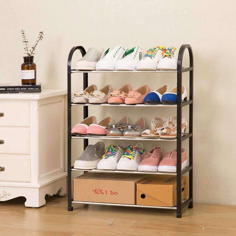 Planet Gates S-3L-Black Black Multi layer Shoe Rack Plastic parts Steel Pipe Shoes Shelf Easy Assembled Storage Organizer Stand Holder Home Decoration