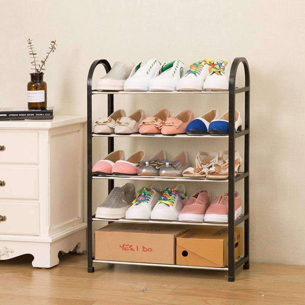 Planet Gates S-3L-Black Black Multi layer Shoe Rack Plastic parts Steel Pipe Shoes Shelf Easy Assembled Storage Organizer Stand Holder Home Decoration