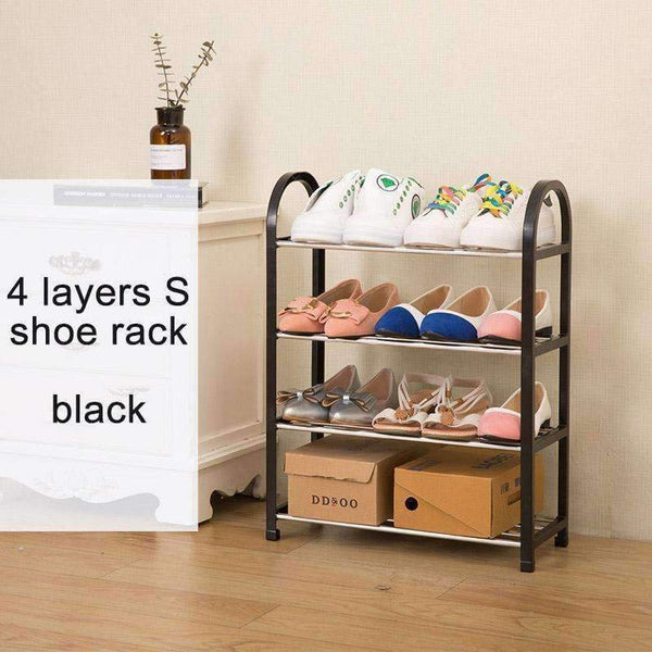 Planet Gates S-3L-Black Black Multi layer Shoe Rack Plastic parts Steel Pipe Shoes Shelf Easy Assembled Storage Organizer Stand Holder Home Decoration