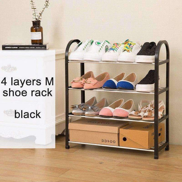 Planet Gates S-3L-Black Black Multi layer Shoe Rack Plastic parts Steel Pipe Shoes Shelf Easy Assembled Storage Organizer Stand Holder Home Decoration