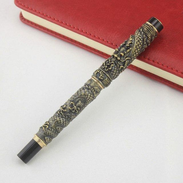 Planet Gates S 41 COPPER ROLLER BALL PEN WITH DRAGON EMBOSSMENT CRYSTAL FREE SHIPPING