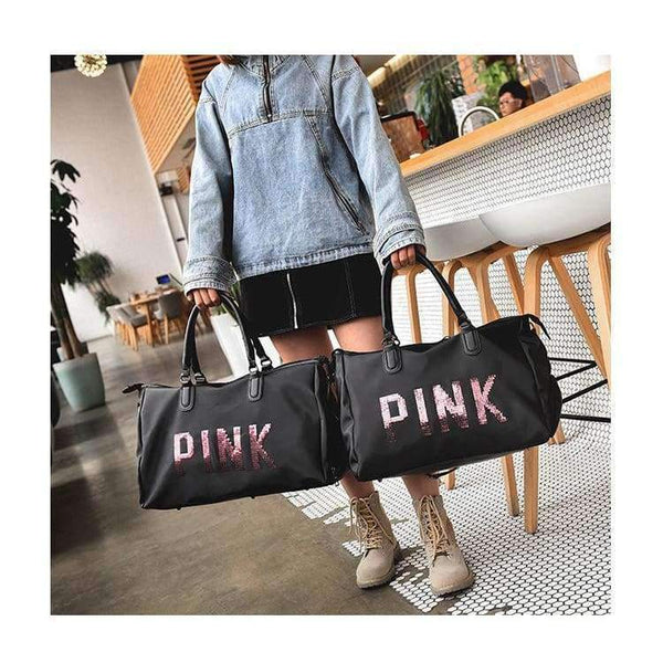 Planet Gates S  43X30X21CM Sequins Love PINK women gym bag Fitness Travel Handbag Outdoor Separate Space For Shoes sac sports women's bag