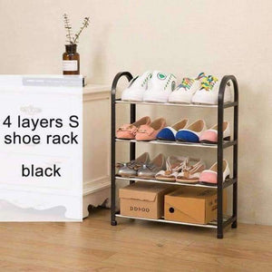 Planet Gates S-4L-Black Black Multi layer Shoe Rack Plastic parts Steel Pipe Shoes Shelf Easy Assembled Storage Organizer Stand Holder Home Decoration