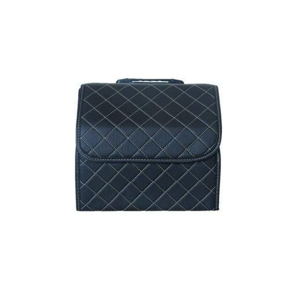 Planet Gates S All Black Car Trunk Organizer Box Storage Bag Auto Trash Tool Bag PU Leather Folding Large Cargo Storage Stowing Tidying Car Accessories