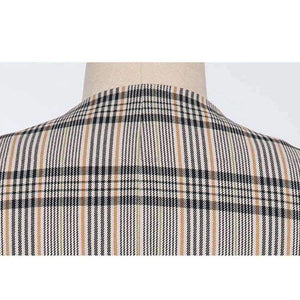 Planet Gates S Autumn Plaid 3 Piece Sets Vintage Double Breasted Blazer Vest Pant OL Work Casual Slim Suits