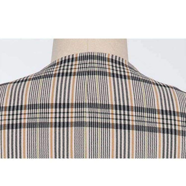 Planet Gates S Autumn Plaid 3 Piece Sets Vintage Double Breasted Blazer Vest Pant OL Work Casual Slim Suits