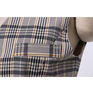 Planet Gates S Autumn Plaid 3 Piece Sets Vintage Double Breasted Blazer Vest Pant OL Work Casual Slim Suits