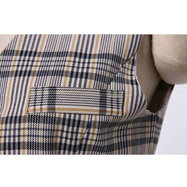 Planet Gates S Autumn Plaid 3 Piece Sets Vintage Double Breasted Blazer Vest Pant OL Work Casual Slim Suits