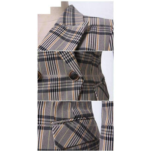 Planet Gates S Autumn Plaid 3 Piece Sets Vintage Double Breasted Blazer Vest Pant OL Work Casual Slim Suits