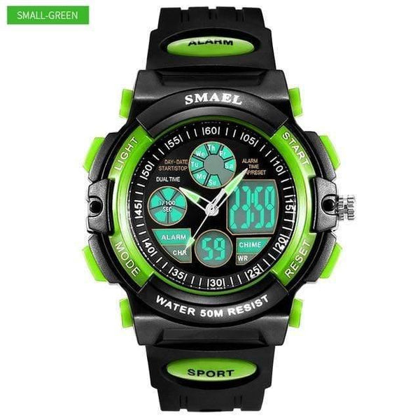 Planet Gates S Black Green Children LED Display Digital Watch 50M Waterproof Kids Sports Watches Multifunction Quartz Boys/Girls Students Wristwatch
