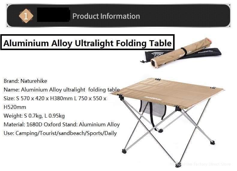 Planet Gates S Black Outdoor Folding Table Ultra-light Aluminum Alloy Structure Portable Camping Foldable Picnic Table