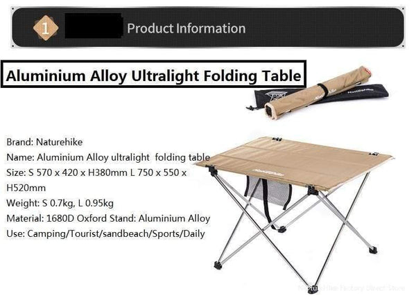 Planet Gates S Black Outdoor Folding Table Ultra-light Aluminum Alloy Structure Portable Camping Foldable Picnic Table