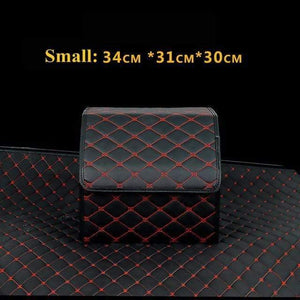 Planet Gates S Black Red Car Trunk Organizer Box Storage Bag Auto Trash Tool Bag PU Leather Folding Large Cargo Storage Stowing Tidying Car Accessories
