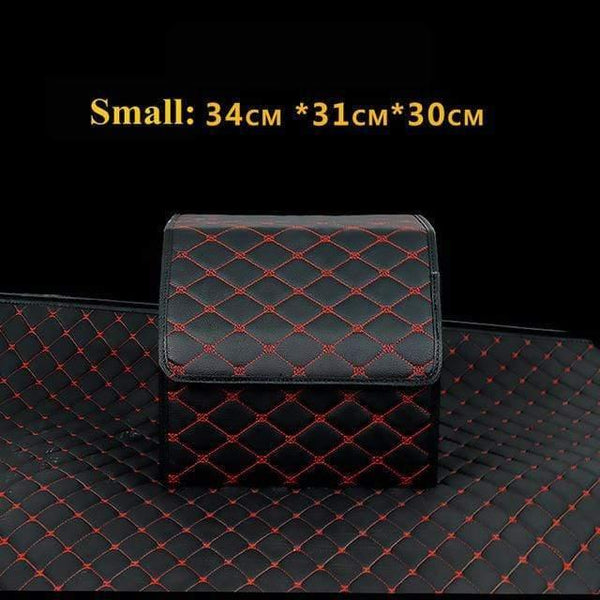 Planet Gates S Black Red Car Trunk Organizer Box Storage Bag Auto Trash Tool Bag PU Leather Folding Large Cargo Storage Stowing Tidying Car Accessories