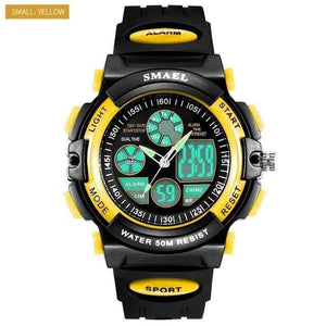 Planet Gates S Black Yellow Children LED Display Digital Watch 50M Waterproof Kids Sports Watches Multifunction Quartz Boys/Girls Students Wristwatch