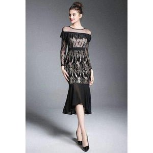 Planet Gates S Bodycon Dress Party Evening Women Sheer Mesh Ruffles Lace Design Midi Bandage Dress Ladies Special Events Slim Sequin Dress