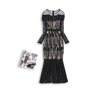 Planet Gates S Bodycon Dress Party Evening Women Sheer Mesh Ruffles Lace Design Midi Bandage Dress Ladies Special Events Slim Sequin Dress