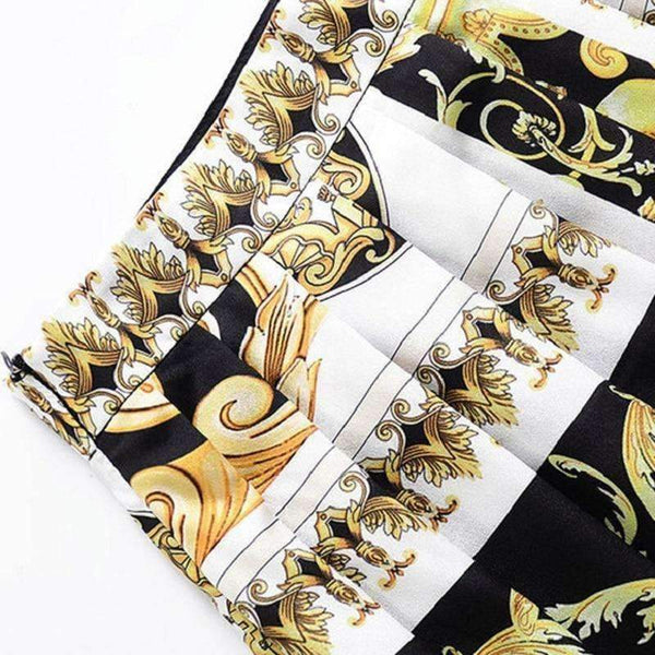 Planet Gates S Designer Fashion Women's Set Autumn 2018 Tunic Print Long Sleeve Tops Shirt+A-Line Mini Skirt Suit Lady Casual Two Piece Set