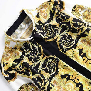 Planet Gates S Designer Fashion Women's Set Autumn 2018 Tunic Print Long Sleeve Tops Shirt+A-Line Mini Skirt Suit Lady Casual Two Piece Set