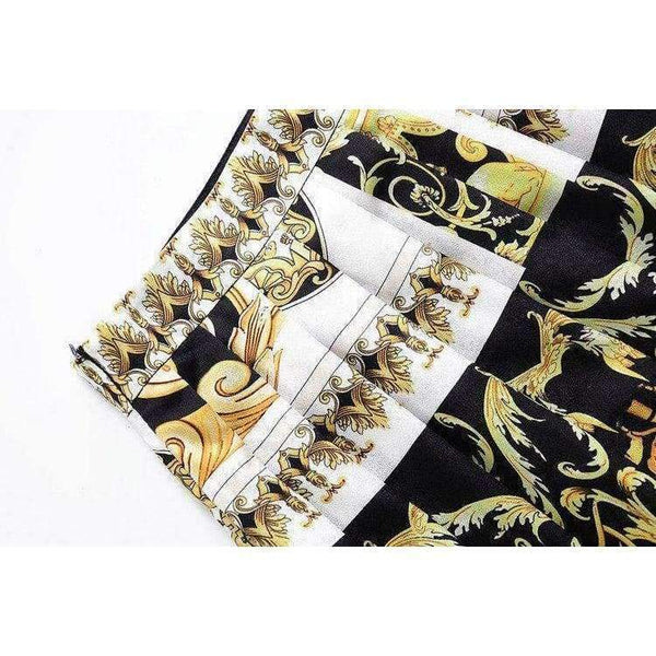 Planet Gates S Designer Fashion Women's Set Autumn 2018 Tunic Print Long Sleeve Tops Shirt+A-Line Mini Skirt Suit Lady Casual Two Piece Set