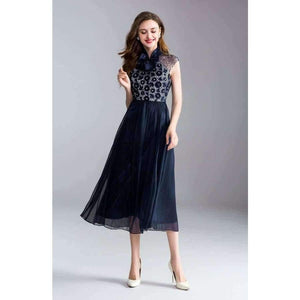 Planet Gates S Dress Lux Women Sequin Embroidery Sleeveless Bow Tie Elegant Midi Party Event Dress Tunic Vestidos De Novia