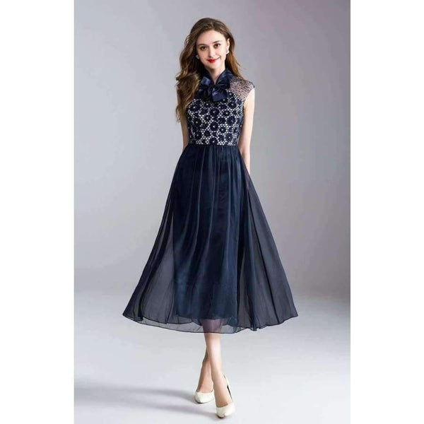 Planet Gates S Dress Lux Women Sequin Embroidery Sleeveless Bow Tie Elegant Midi Party Event Dress Tunic Vestidos De Novia