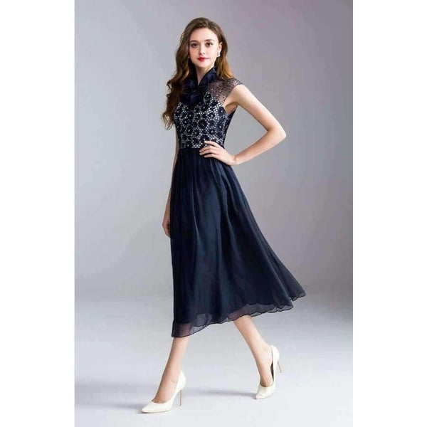 Planet Gates S Dress Lux Women Sequin Embroidery Sleeveless Bow Tie Elegant Midi Party Event Dress Tunic Vestidos De Novia